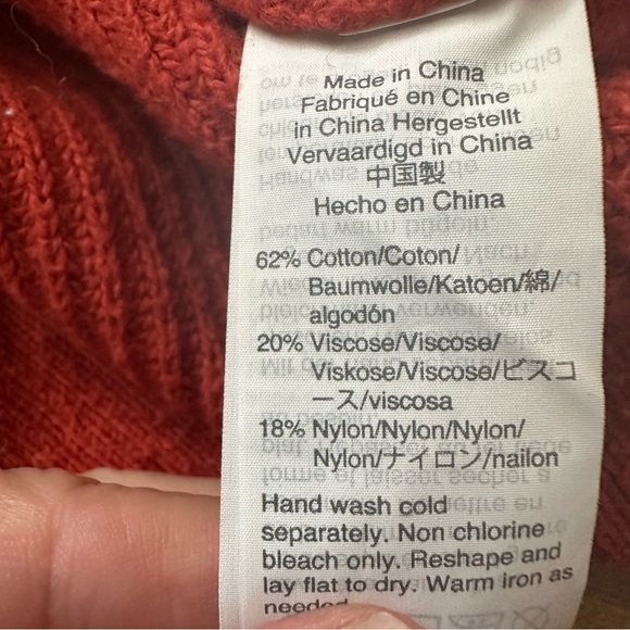 MADEWELL Patch Pocket Pullover Knit Cropped Sweater Dark Orange Red Rust Size M - Picture 8 of 8